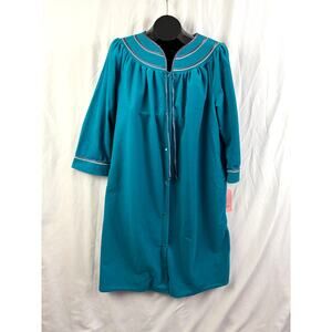 VTG‎ Carriage Court Sears Turquoise Snap Housecoat Robe Duster L NWT